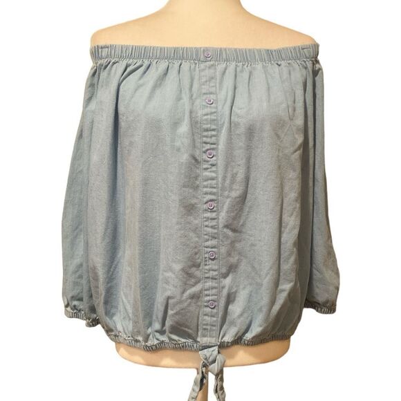 Rouge Off the Shoulder Light Denim Color Top Size 2X - Picture 1 of 5